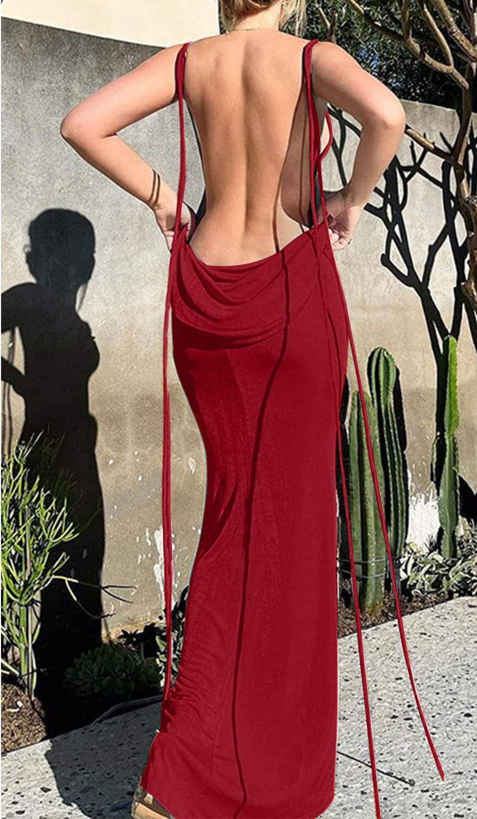 Spaghetti Strap Sleeveless Backless Bodycon Dress