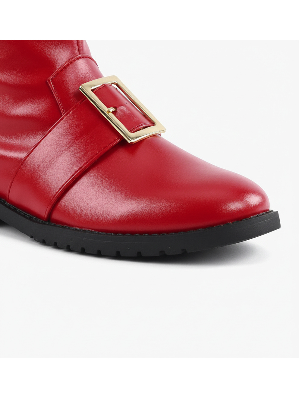 Fur Trim Buckles Bell Decor Santa Boots