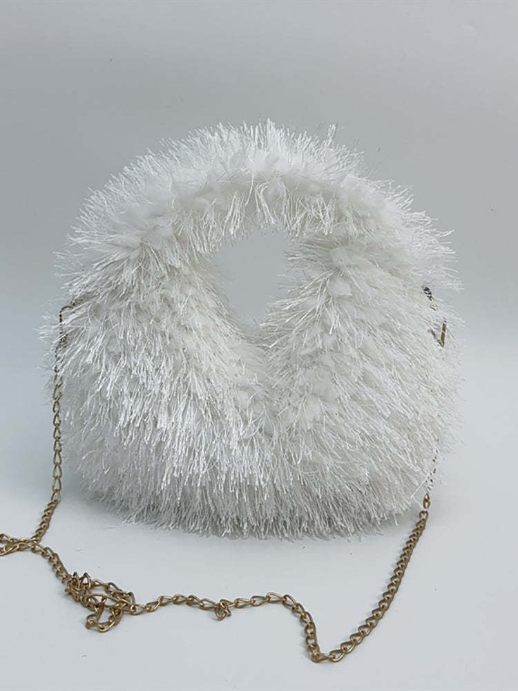 Candy Color Fluffy Fringe Mini Handbag