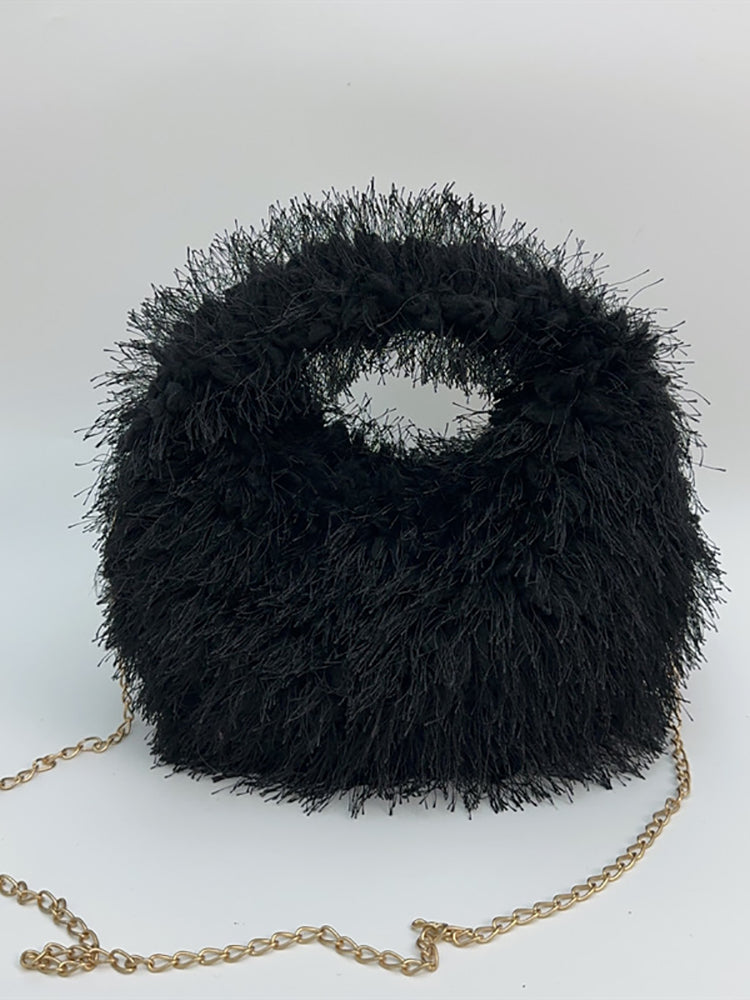 Candy Color Fluffy Fringe Mini Handbag