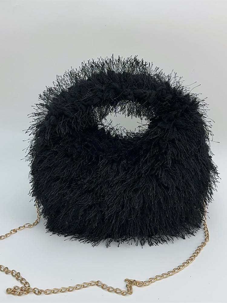 Candy Color Fluffy Fringe Mini Handbag