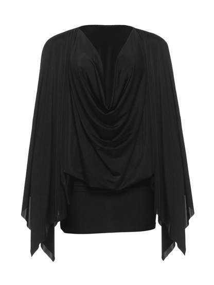 Draped Batwing Mini Dress