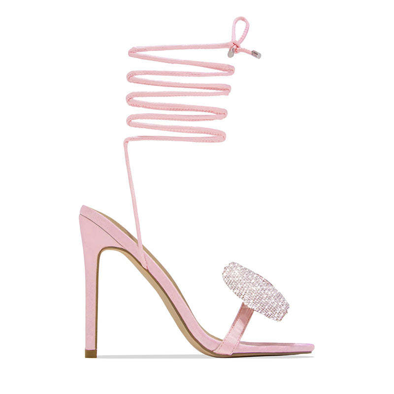 Glitter Bow Tie Open Toe Heel
