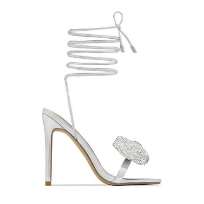 Glitter Bow Tie Open Toe Heel