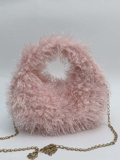 Candy Color Fluffy Fringe Mini Handbag