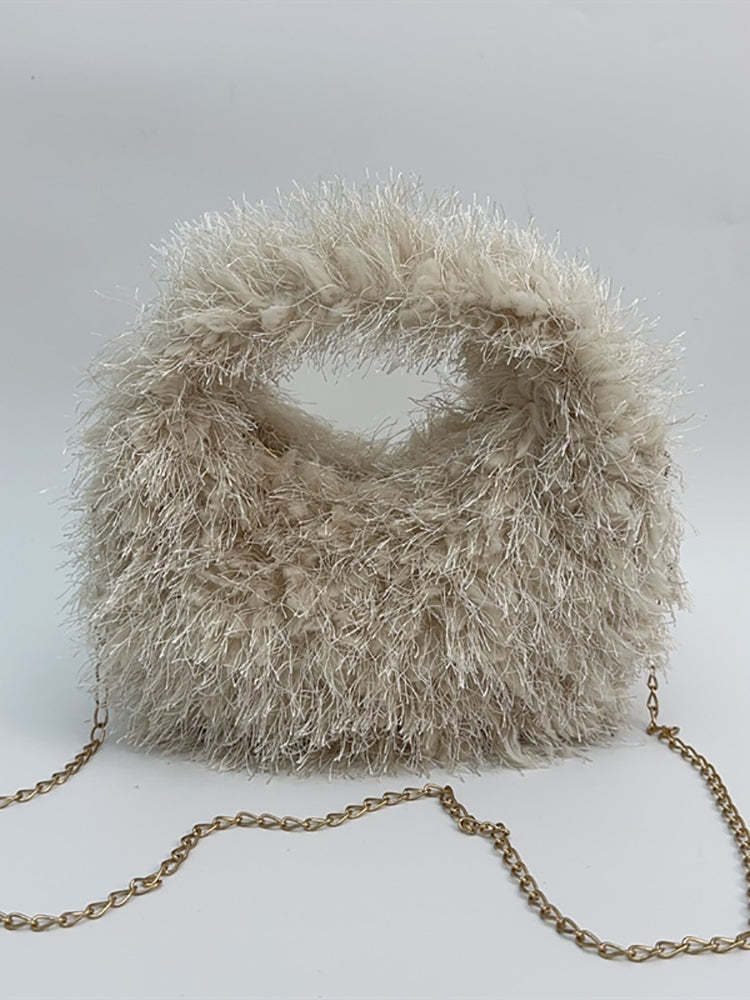 Candy Color Fluffy Fringe Mini Handbag