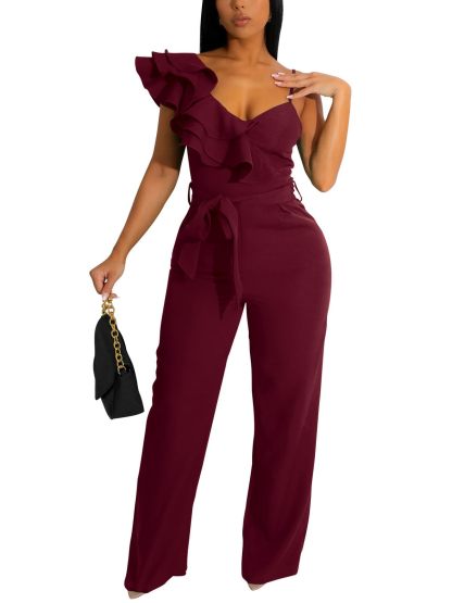 High Waist Wide Leg Long Pants Romper