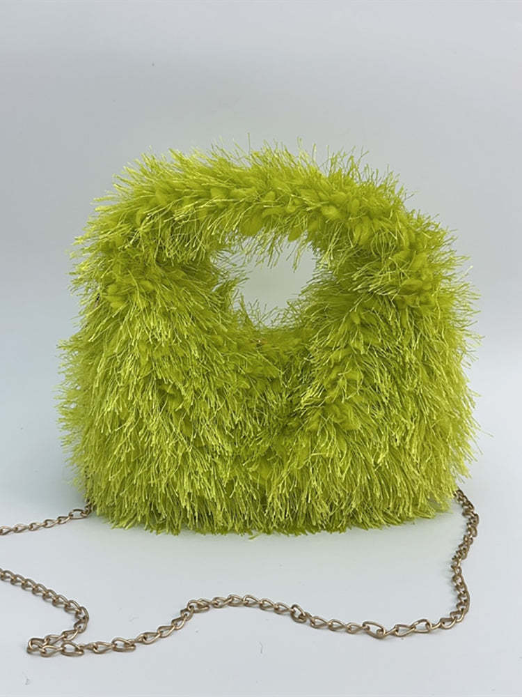 Candy Color Fluffy Fringe Mini Handbag