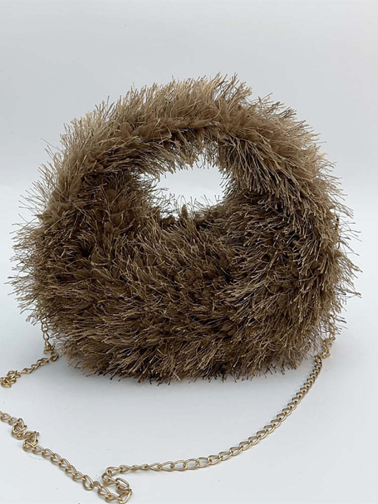 Candy Color Fluffy Fringe Mini Handbag