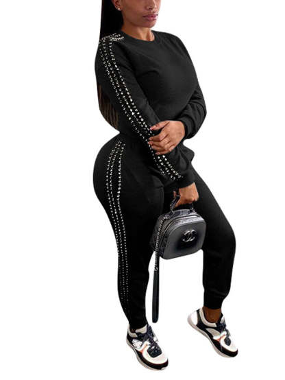 Two-Piece Side Pearl Top Pocket Pants Set