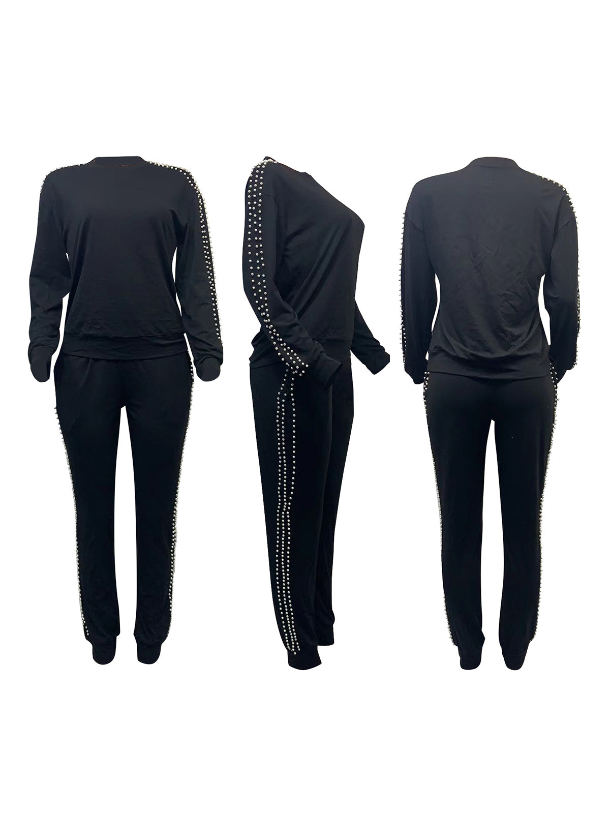 Two-Piece Side Pearl Top Pocket Pants Set