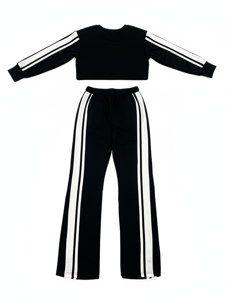 Two Pieces Striped Hoodie Pants Set