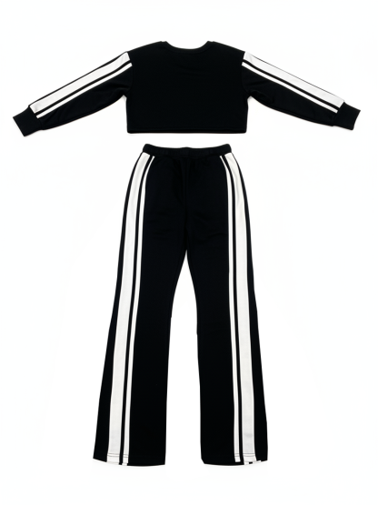 Two Pieces Striped Hoodie Pants Set