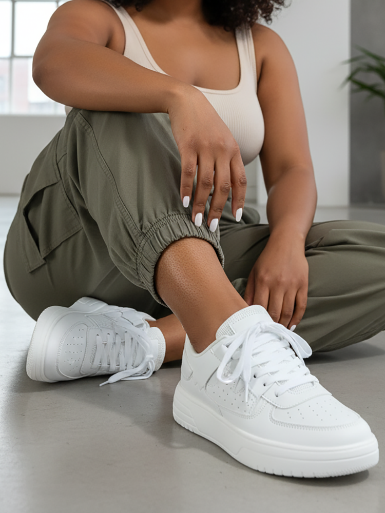 Colorblock Platform Lace-Up Sneakers