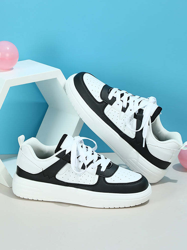 Colorblock Platform Lace-Up Sneakers