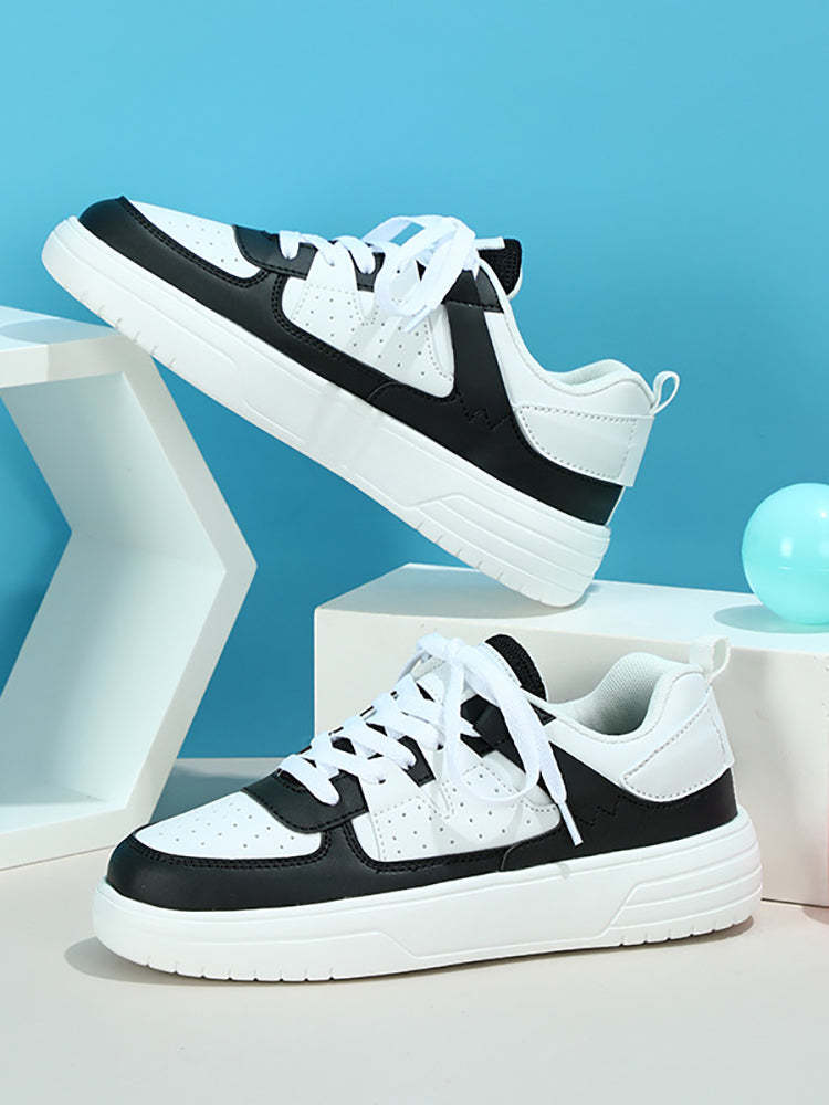 Colorblock Platform Lace-Up Sneakers