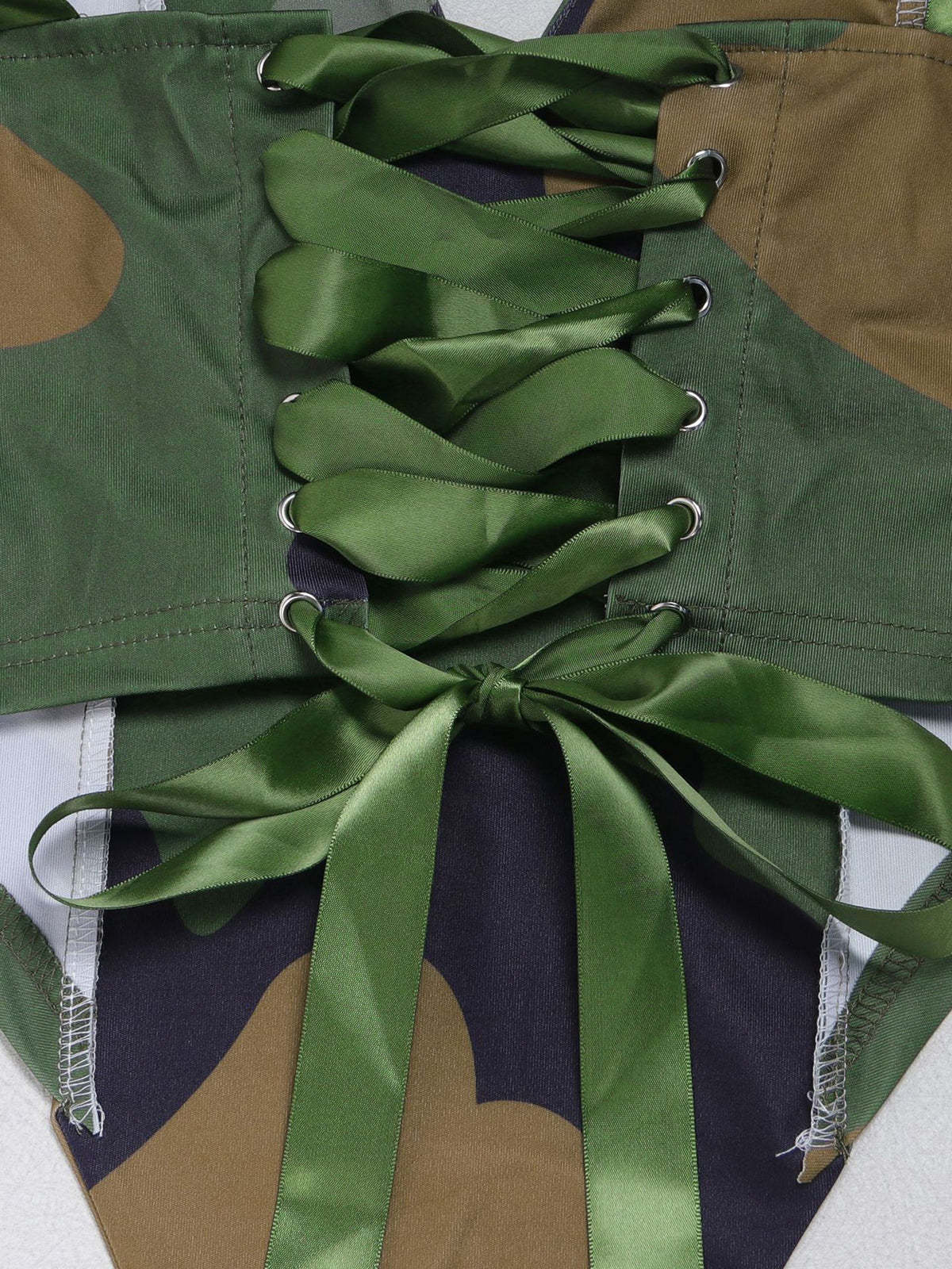 Two Pieces Print Lace-Up Cargo Pants Set