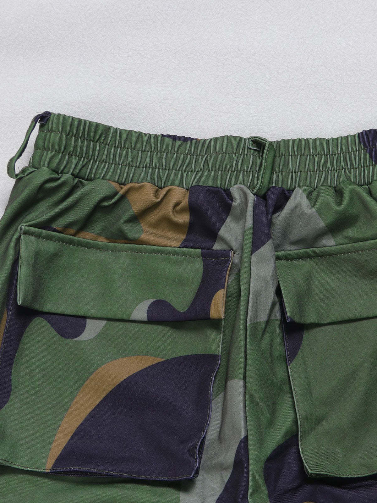 Two Pieces Print Lace-Up Cargo Pants Set