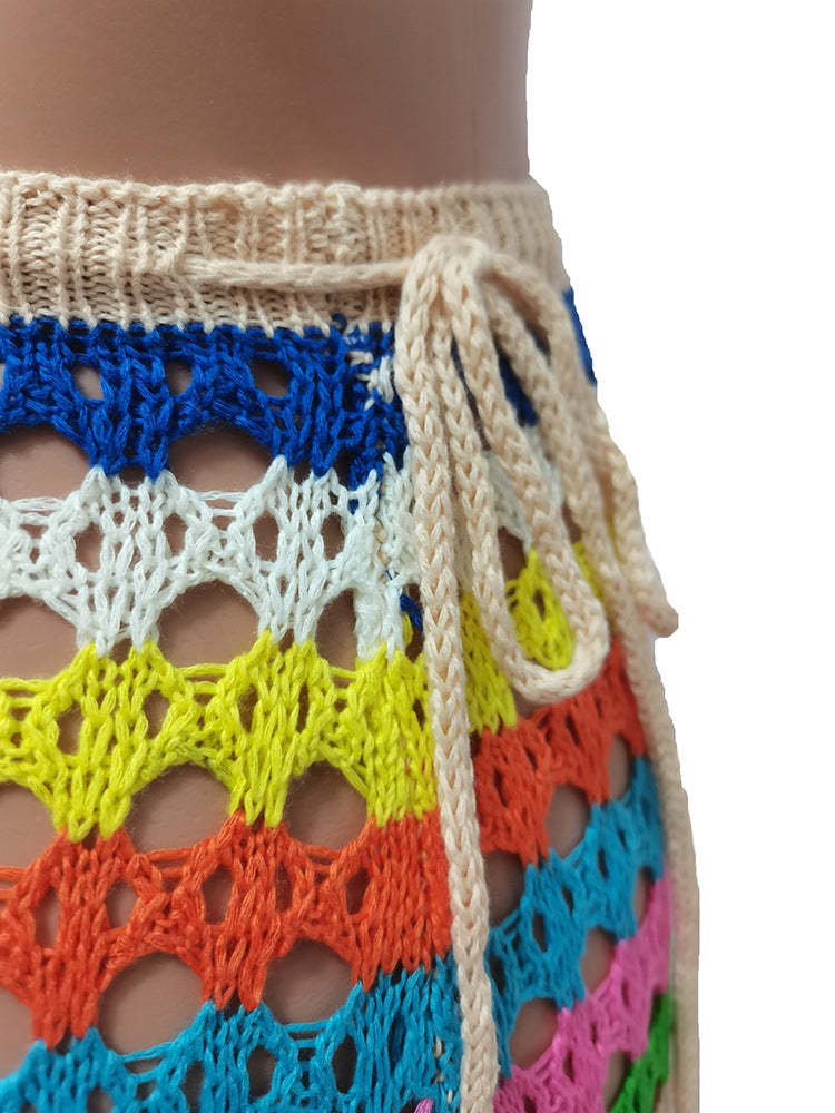 Tassel Slit Coverup Knit See Maxi Skirts