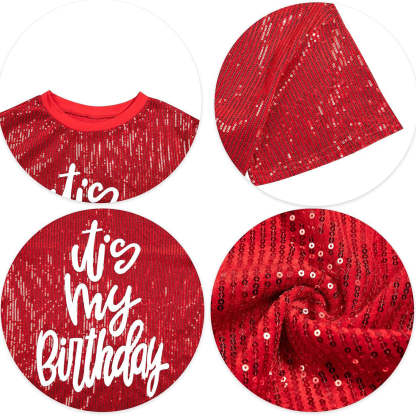 Sparkling Printed Lotus Hem Birthday Shimmery Dress