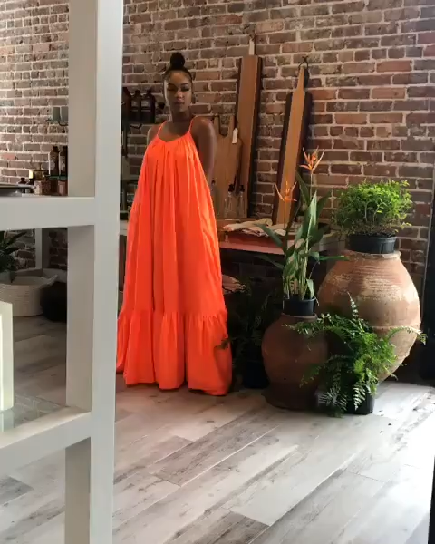 Plus Size Spaghetti Strap Ruffle Beach Maxi Swing Dress