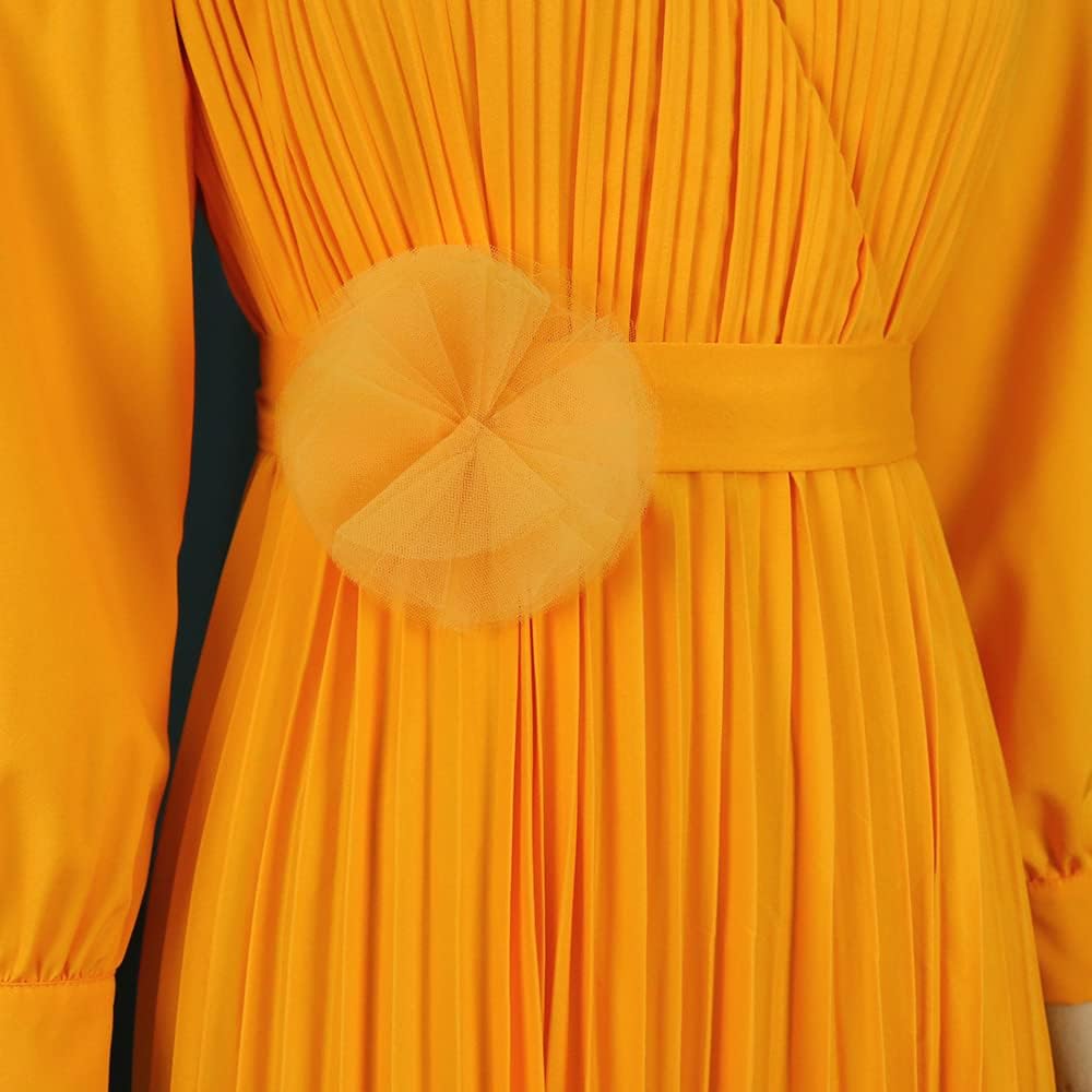 Plus Size Solid Color Pleated Dress with Belt