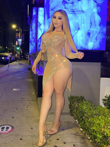 Long Sleeve Sequins Hollow Out Mini Dress