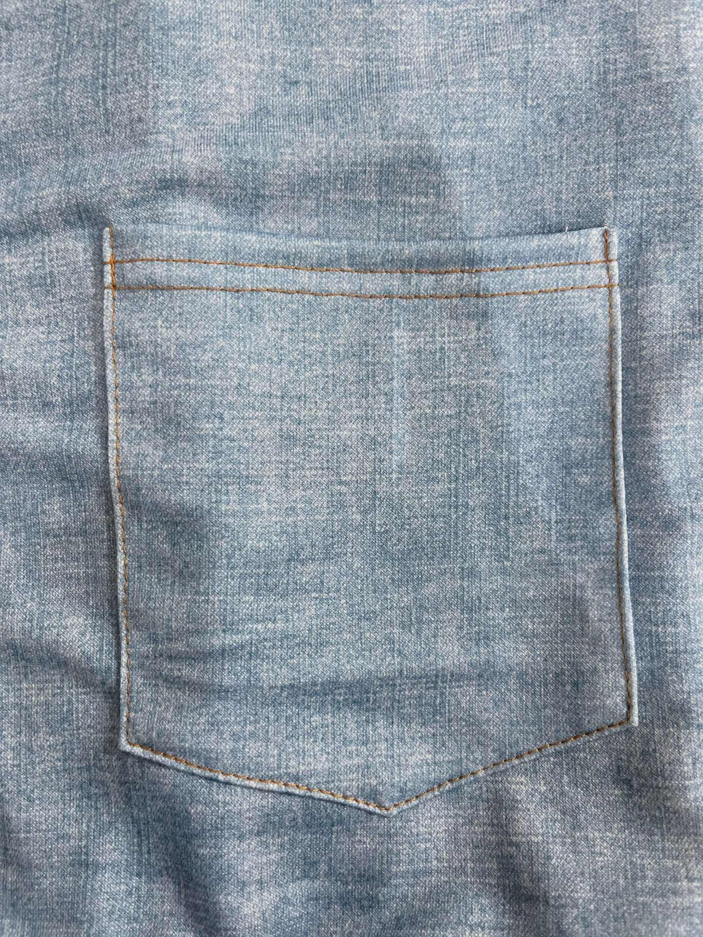 Denim Patchwork Hoodies Pant Set