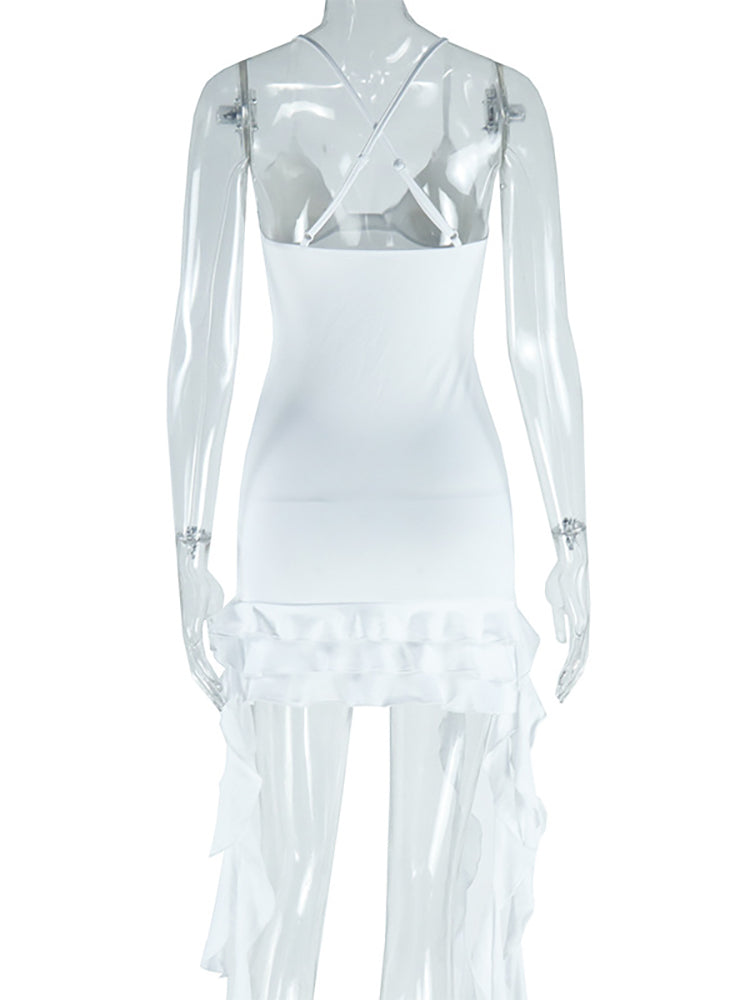 Strap 3D Floral Sleeveless Backless Dress