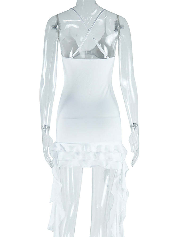Strap 3D Floral Sleeveless Backless Dress