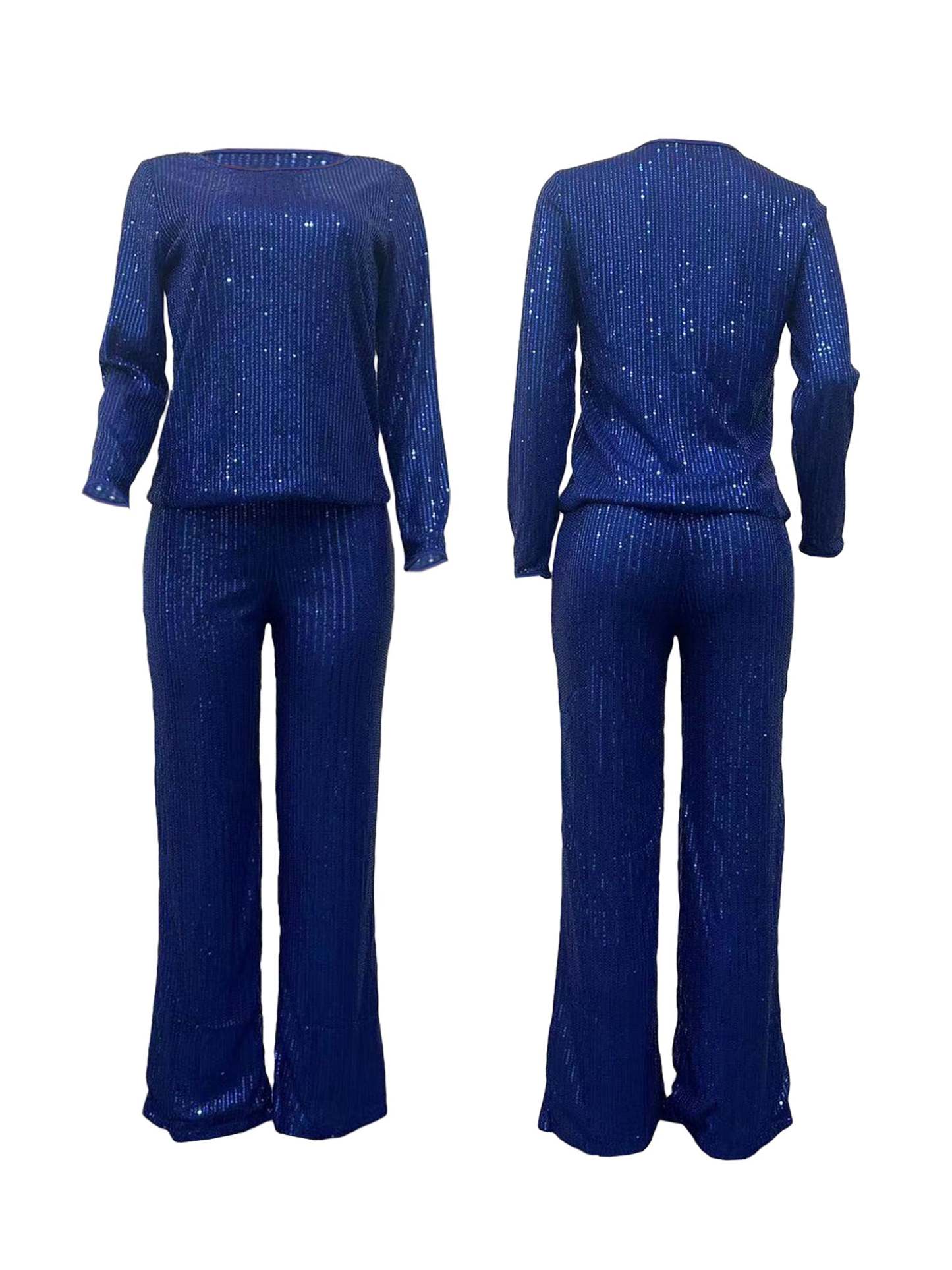 Solid Color Sequin Long Sleeve Set