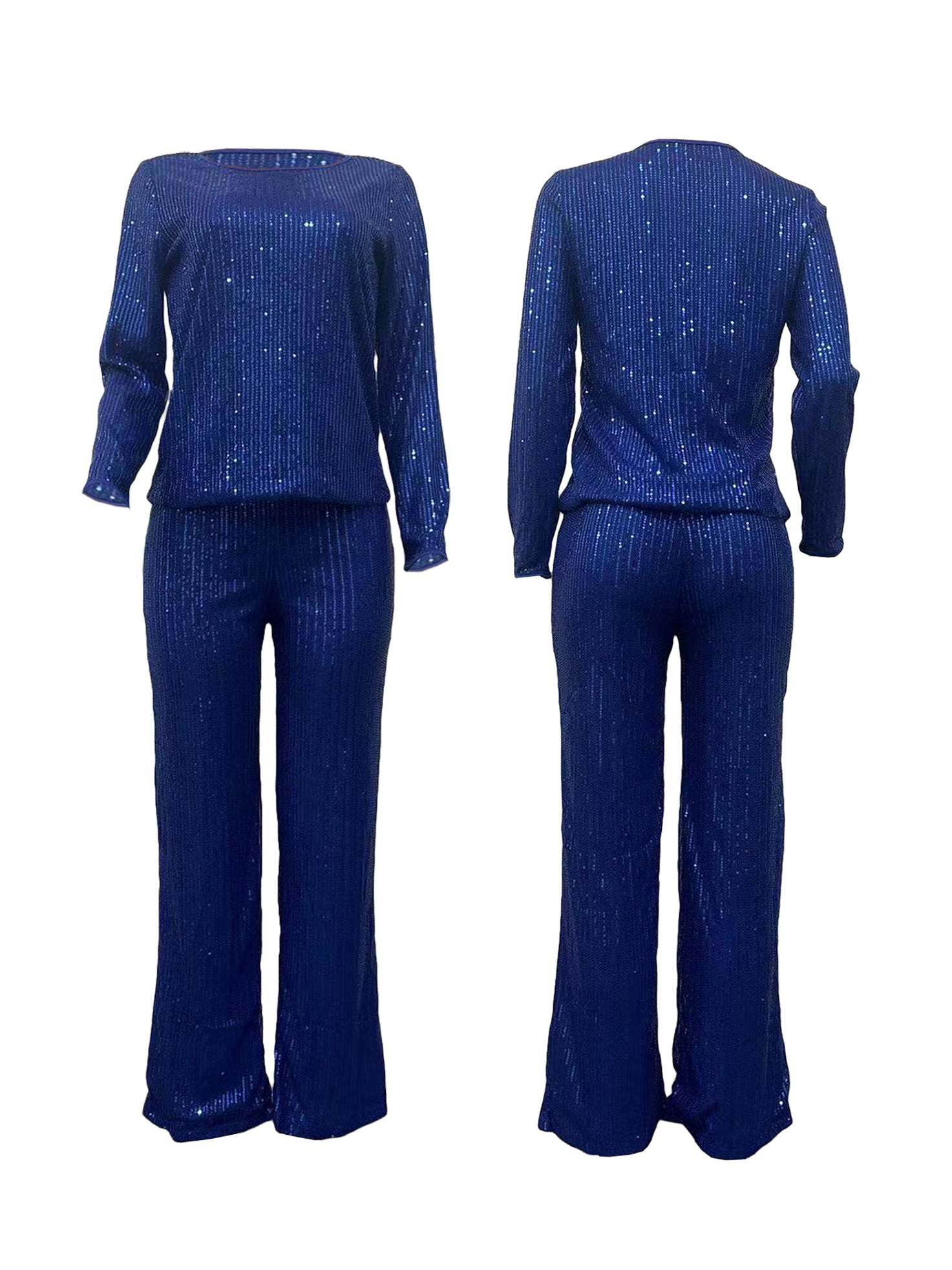 Solid Color Sequin Long Sleeve Set
