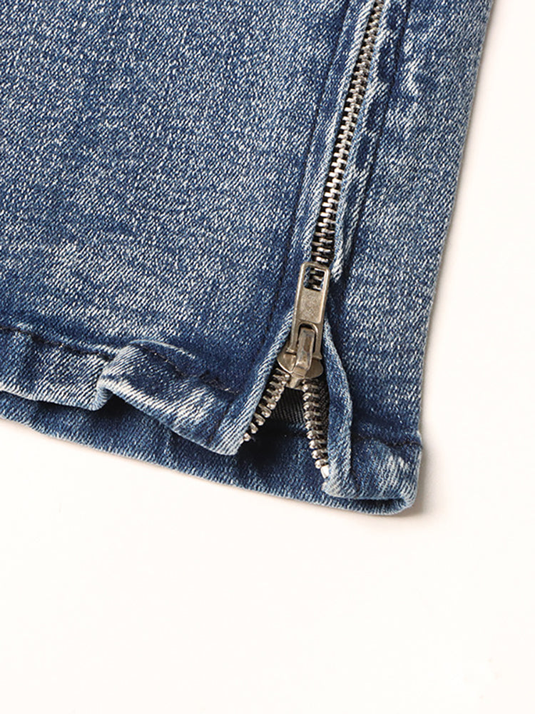 Casual  Multi-Pocket Straight Leg Patchwork Jeans