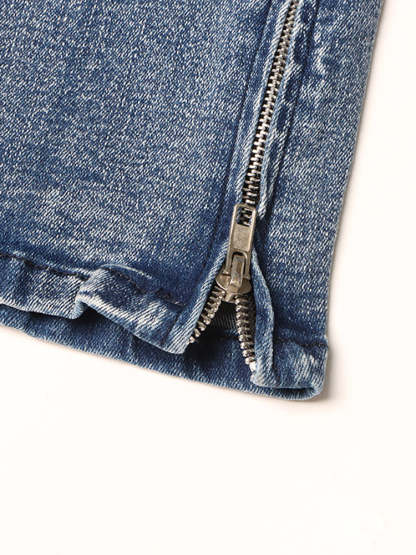 Casual  Multi-Pocket Straight Leg Patchwork Jeans
