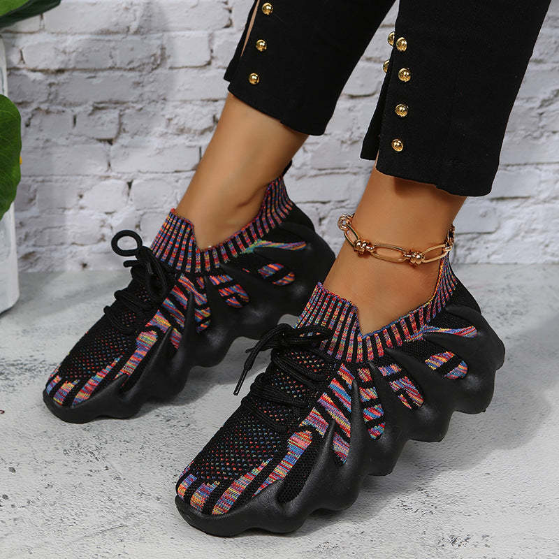 Elastic Lace-up Knit Breathable Sneaker