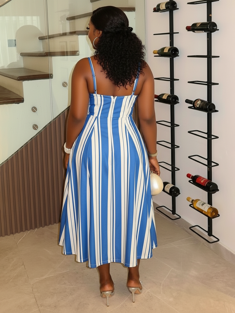 Striped Spaghetti Strap Dress
