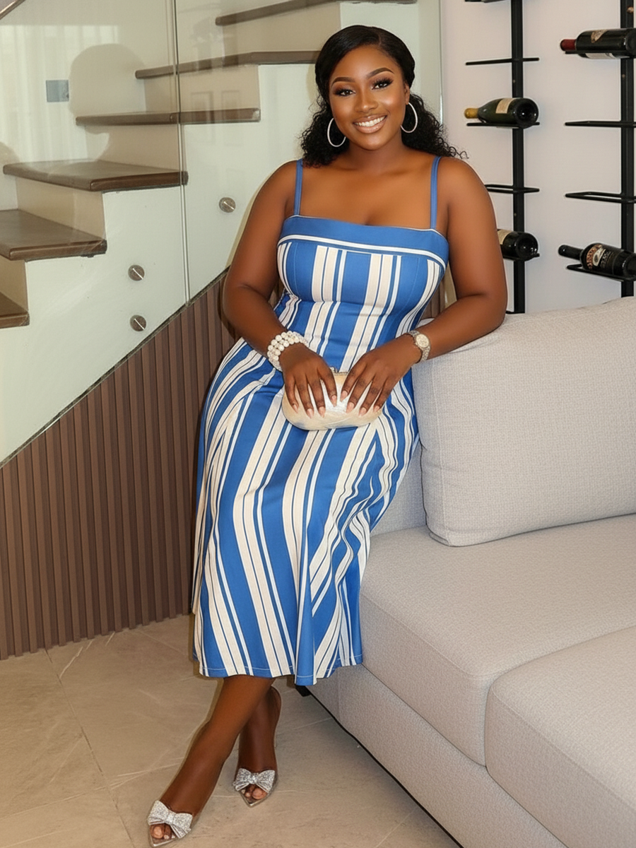 Striped Spaghetti Strap Dress