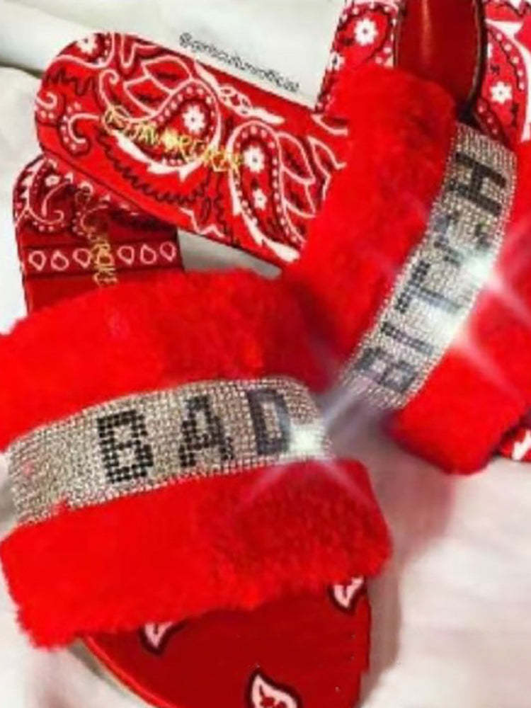 Fuzzy Letter Rhinestone Slides