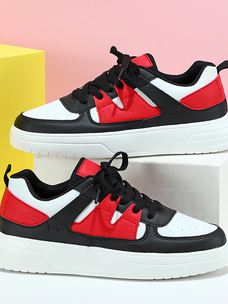 Colorblock Platform Lace-Up Sneakers
