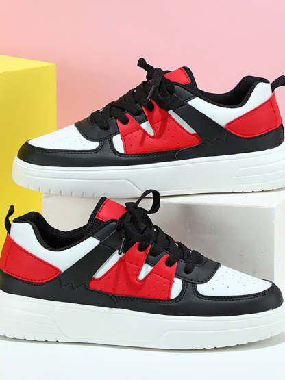 Colorblock Platform Lace-Up Sneakers