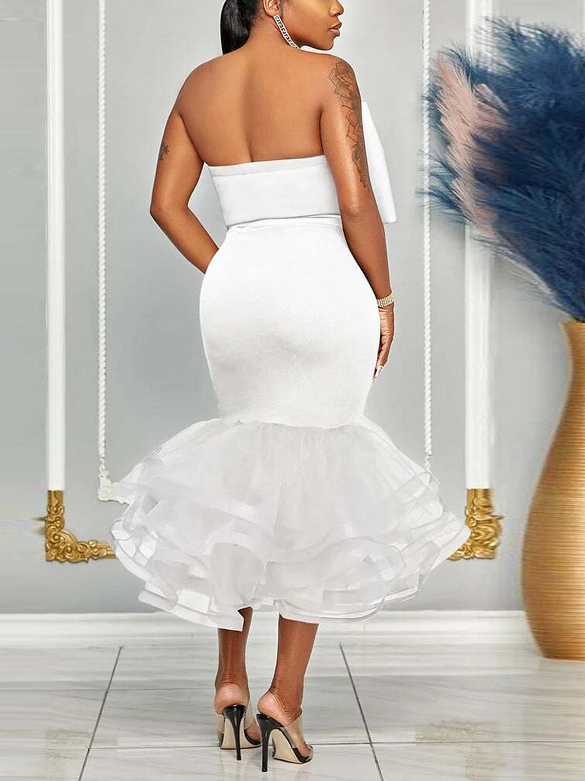 Bow Tie Top Ruffle Hem Mermaid Skirt Set