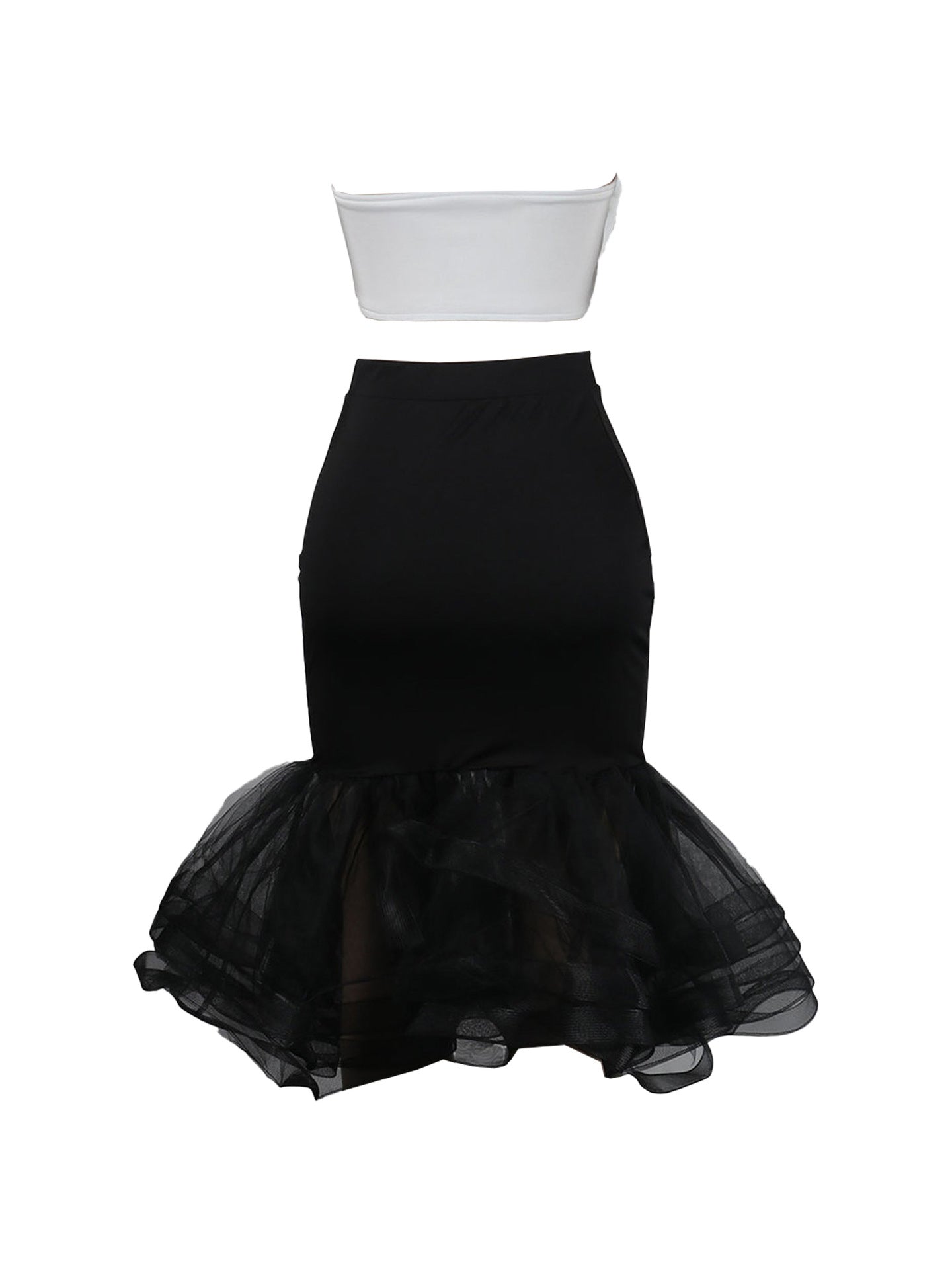 Bow Tie Top Ruffle Hem Mermaid Skirt Set