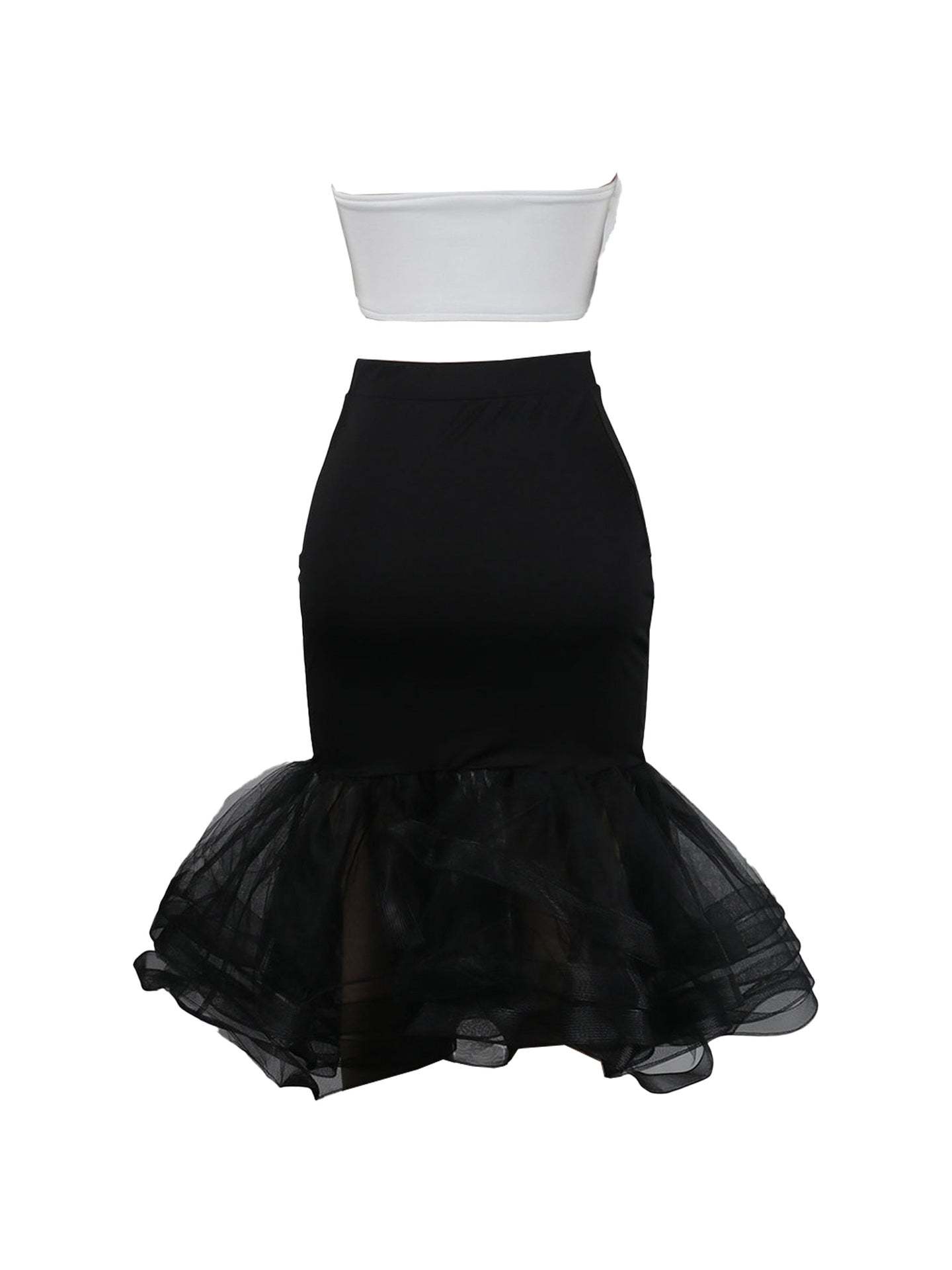 Bow Tie Top Ruffle Hem Mermaid Skirt Set