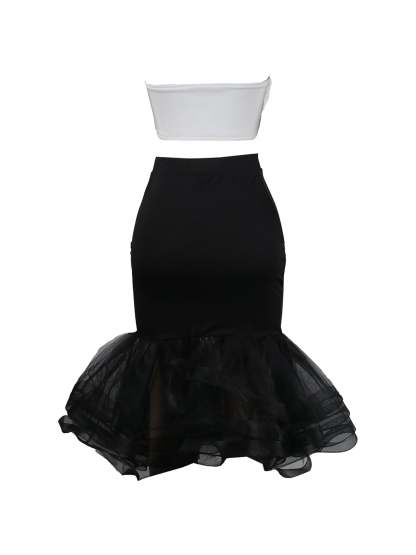 Bow Tie Top Ruffle Hem Mermaid Skirt Set