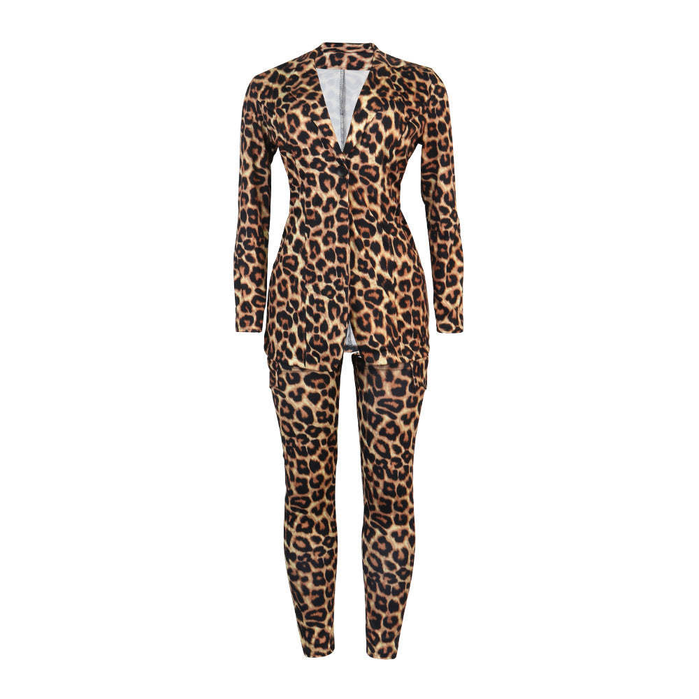 Two Piece Print Jacket High Footless Stockings Set