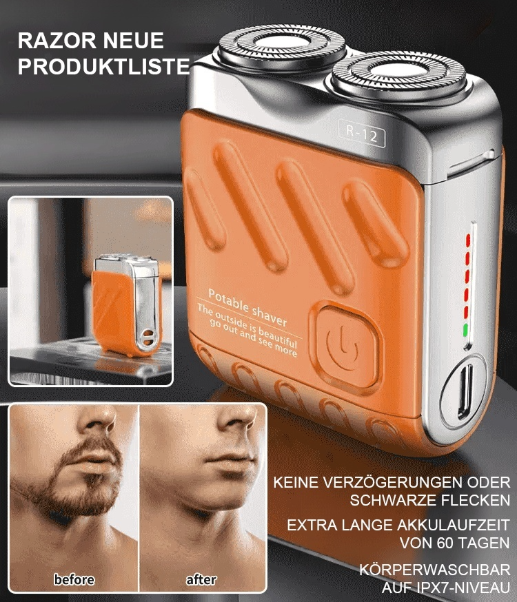 【Erleben Sie überlegene Rasiertechnologie】Rotierender Doppelring-Elektrorasierer, ultimative gründliche Rasur!
