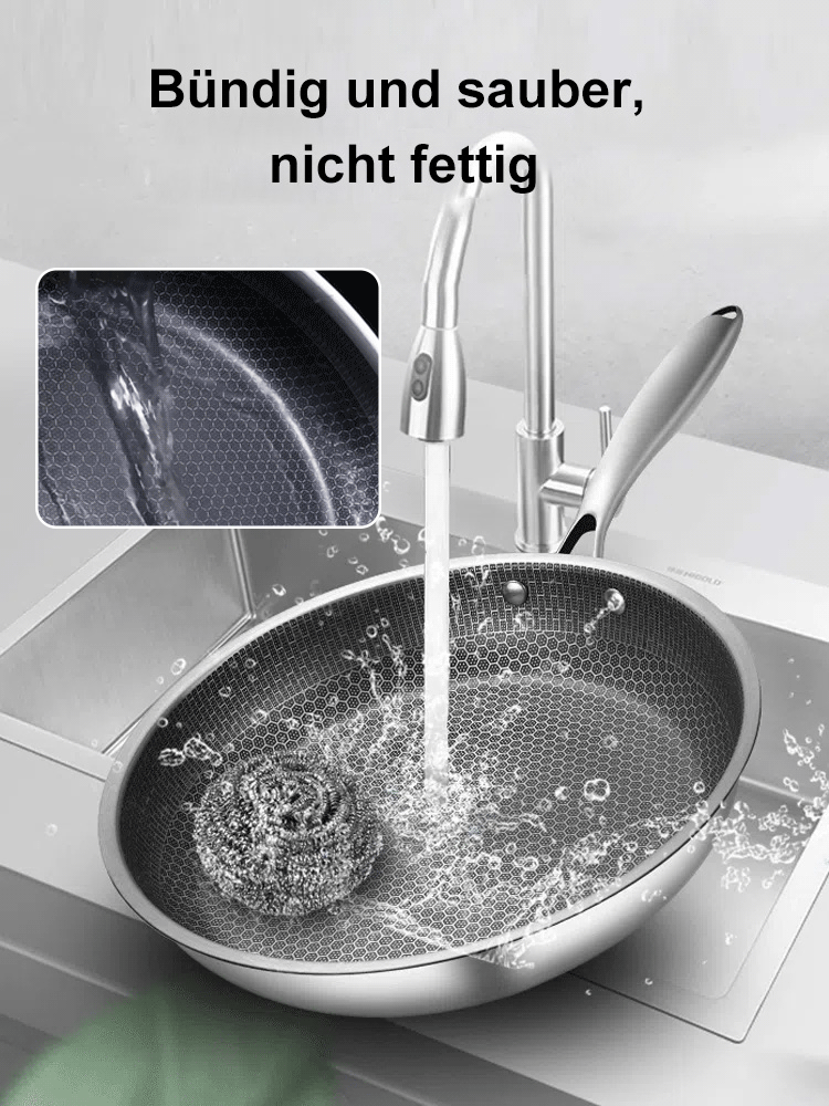Antihaftbeschichtete Pfanne aus antibakteriellem Edelstahl der neuen Generation