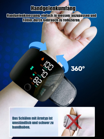 【Sprachgesteuerter Großbildschirm】Vollautomatisches Handgelenk-Blutdruckmessgerät, Alle Werte auf einen Blick! 💢Schnelle und präzise Messung per Knopfdruck. Die Manschette passt sich optimal an und sorgt für höchsten Komfort!☘️