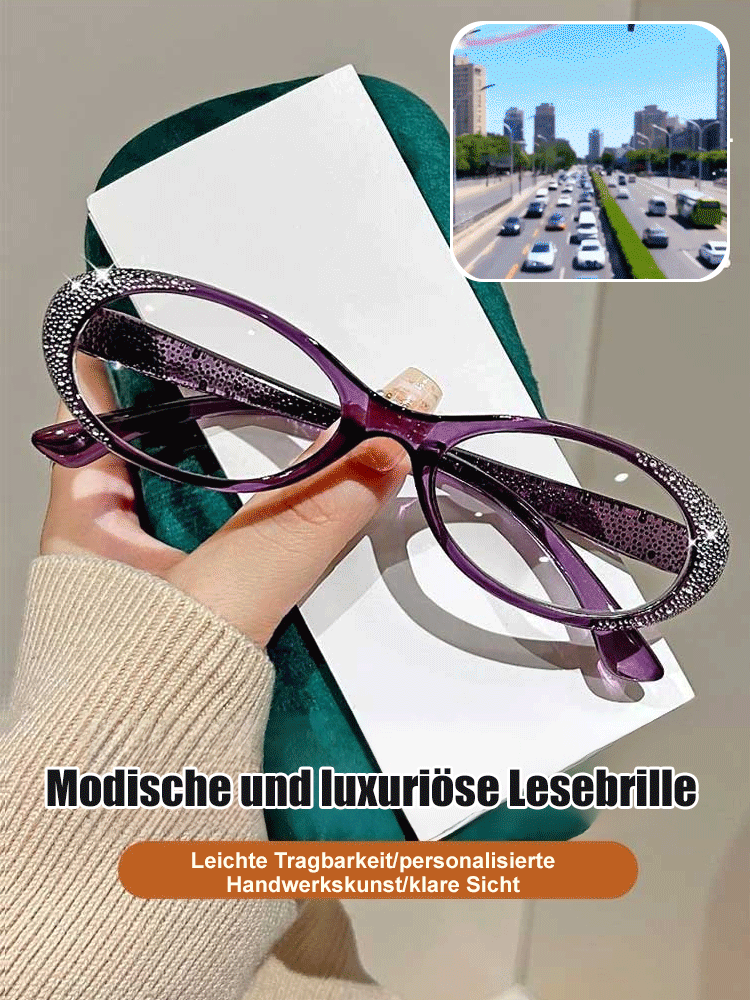 Modische Brille mit Strasssteinen und Schönheitsglaseffekt für ältere Menschen