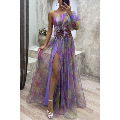 Haute-Couture-Mesh-Kleid mit freiliegenden Schultern